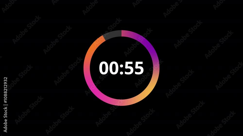 Circle countdown timer animation from sixty to zero seconds countdown ...