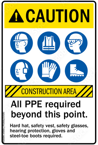 Job safety signs all PPE required beyond this point