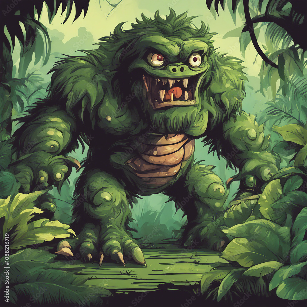 Fototapeta premium monster background illustration in the middle of the forest