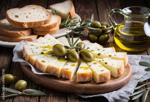 A slice of bread with Turkish lor cheese and olive oil on top