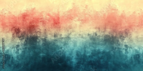 Abstract textured background with peach, coral, and teal watercolor wash.