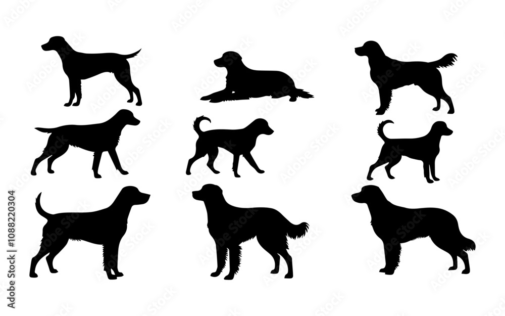Obraz premium vector collection of dog animal silhouette illustrations