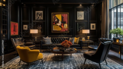 Luxurious Dark Living Room ...