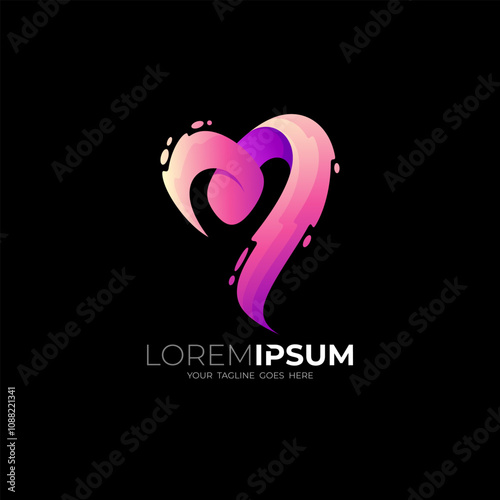 Abstract love logo with charity design vector, social icon