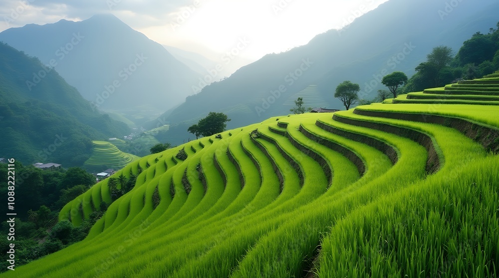 Rice Terraces in the Mountains: Rice Terraces in the Mountains: