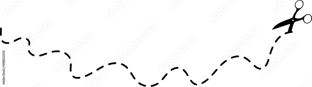 Scissors with cut lines. Paper cut icon with dotted line Scissors with cut lines. Paper cut icon with dotted line
