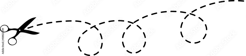Scissors with cut lines. Paper cut icon with dotted line Scissors with cut lines. Paper cut icon with dotted line