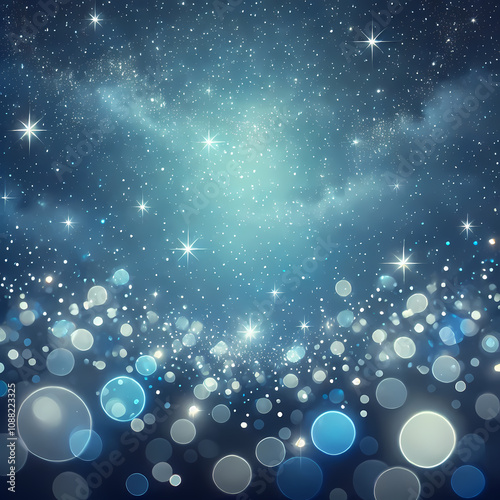 Starry Night Sky with Bokeh Effect – Beautiful Celestial Landscape with Bright Stars, Sparkling Bokeh Lights, and a Dreamy Nebula Background for Nighttime Wonder