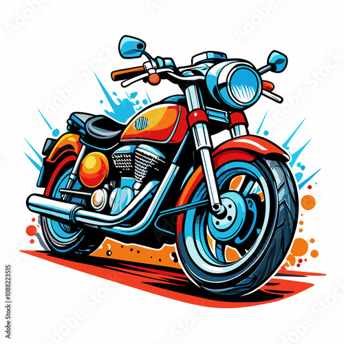 Old motorbike illustration with pop art style vector illustration (1)