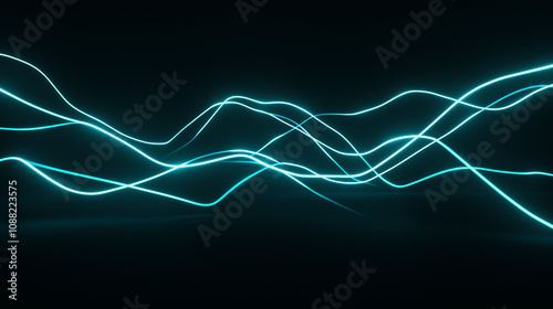 Abstract Blue Neon Waves:  ...
