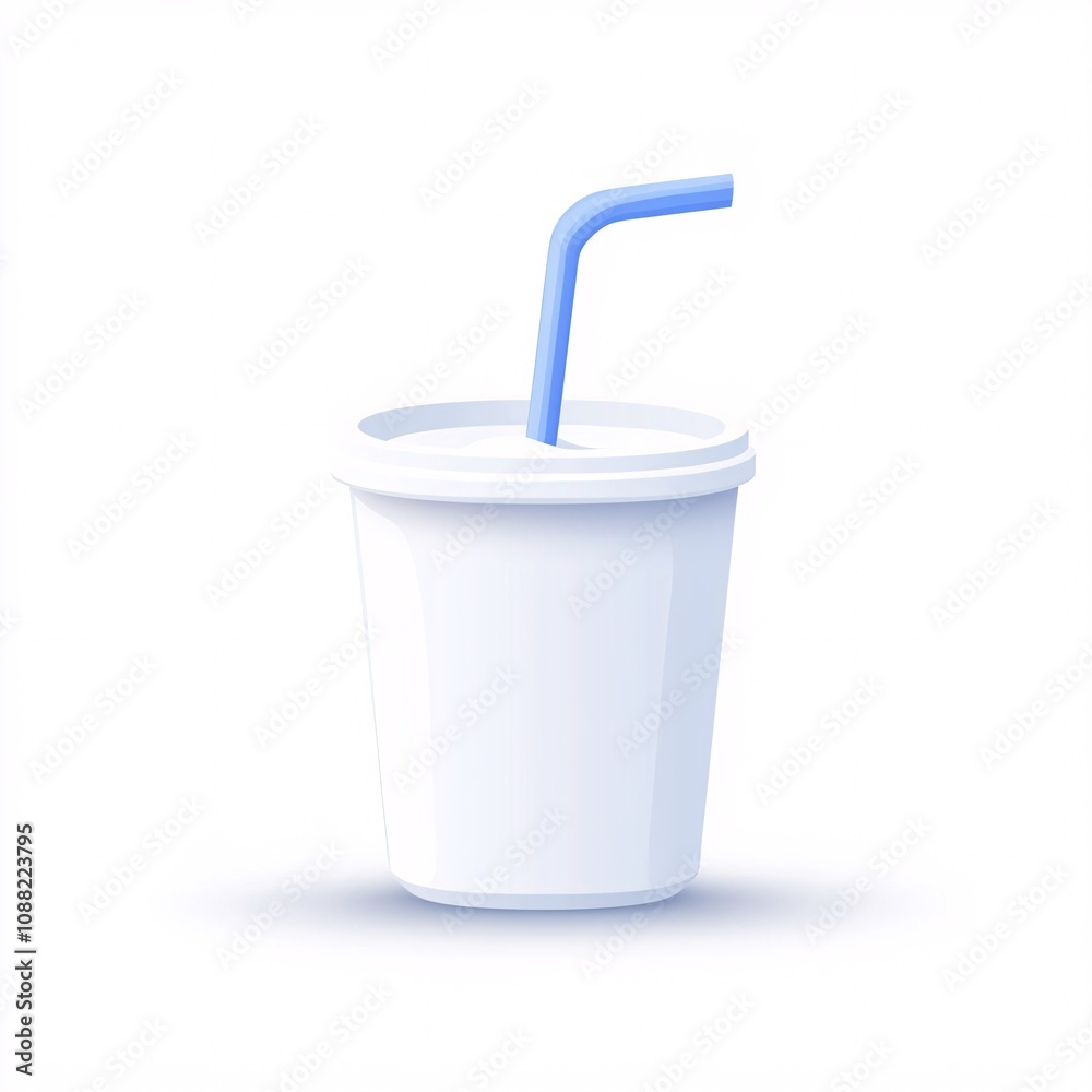 2408_048.A simple vector icon illustration depicting a medium-sized plastic yogurt container, viewed from the side, yogurt inside, strong outline, at center for a website isolated white background 2408_048.A simple vector icon illustration depicting a medium-sized plastic yogurt container, viewed from the side, yogurt inside, strong outline, at center for a website isolated white background