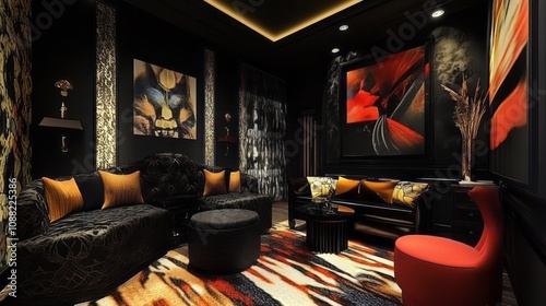 Luxurious Dark Lounge with ...