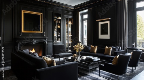 Elegant Black And Gold Livi...