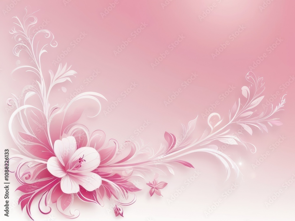 Pink and white floral leaves and petals on soft pink background Pink and white floral leaves and petals on soft pink background