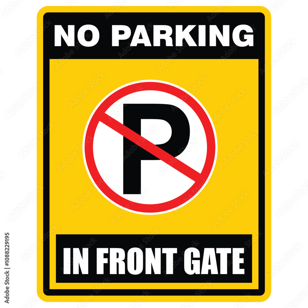 No Parking in front of gate, sign vector No Parking in front of gate, sign vector