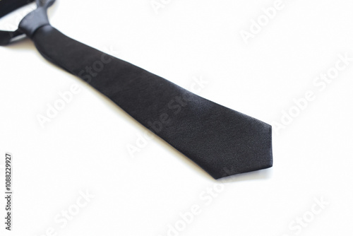 black necktie isolated on white background, father day concept and business style