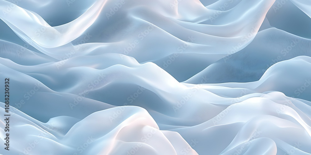 Obraz premium Abstract light blue flowing fabric waves.