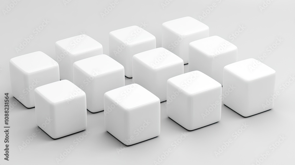 Arrangement of white cubes on a gray surface Arrangement of white cubes on a gray surface