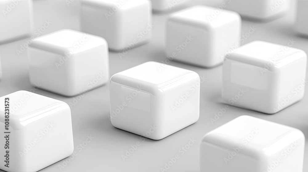 Abstract arrangement of white cubes on a light background Abstract arrangement of white cubes on a light background