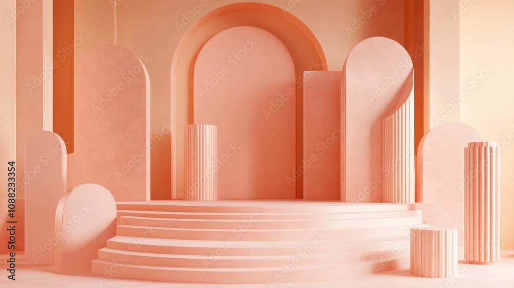 Fototapeta premium Elegant Pink Architectural Display Stage