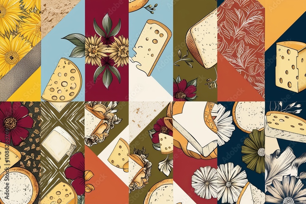 Fototapeta premium Creative Cheese Pattern Designs for Modern Decor and Fashion