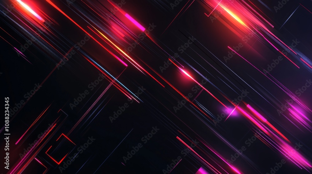Dynamic Neon Light Lines Abstract Art