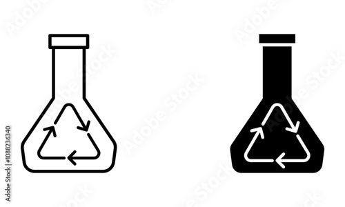 laboratory flask with recycling symbol icon vector