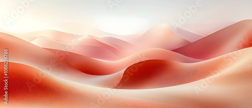 An abstract landscape of soft, flowing red and white sand dunes, creating a serene and dreamlike atmosphere that invites contemplation and wonder.