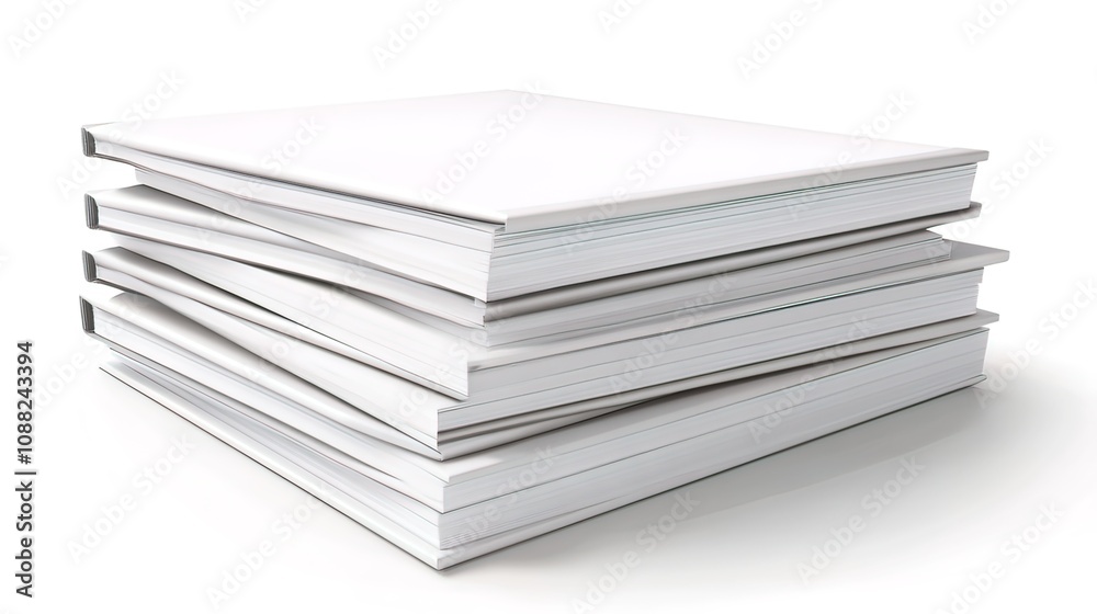 Stack of blank white hardcover books on white background. Stack of blank white hardcover books on white background.