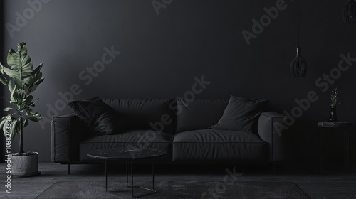 Dark Modern Living Room Int...