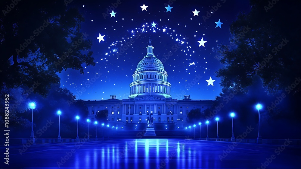 Capitol Building Under Starry Sky Capitol Building Under Starry Sky