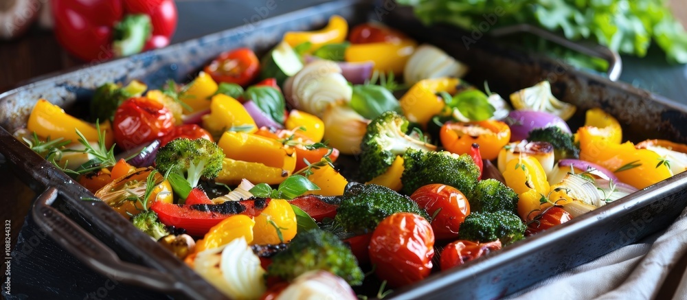 Fototapeta premium Fresh Vegetables Cooked at the Dining Table for Healthy Eating