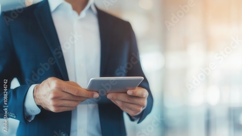 Professional man using tablet in office setting