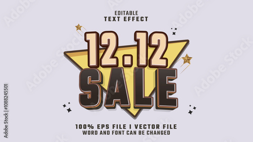editable 3d 12 12 sale bold text effect.typhography logo