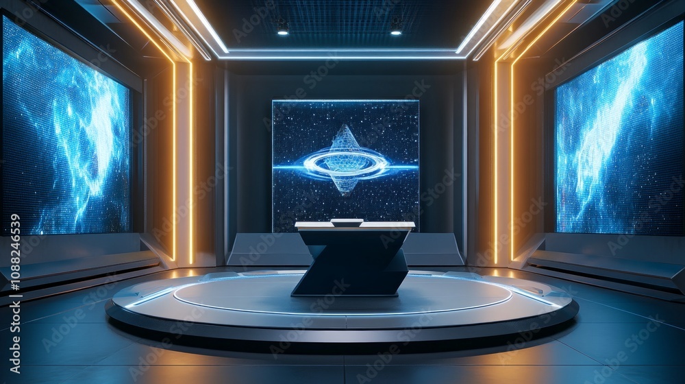 Fototapeta premium Futuristic Digital Conference Room Design