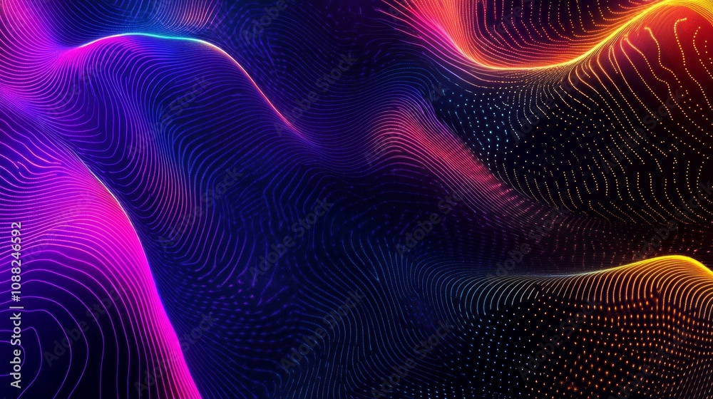 Abstract Glowing Lines and Waves Digital Art Abstract Glowing Lines and Waves Digital Art