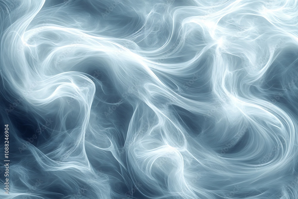 Fototapeta premium Abstract swirling blue and white smoke texture background.