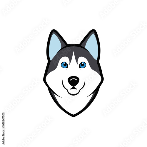 Siberian Husky head vector illustration 