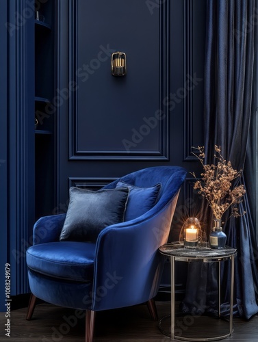 Blue Velvet Armchair Corner...