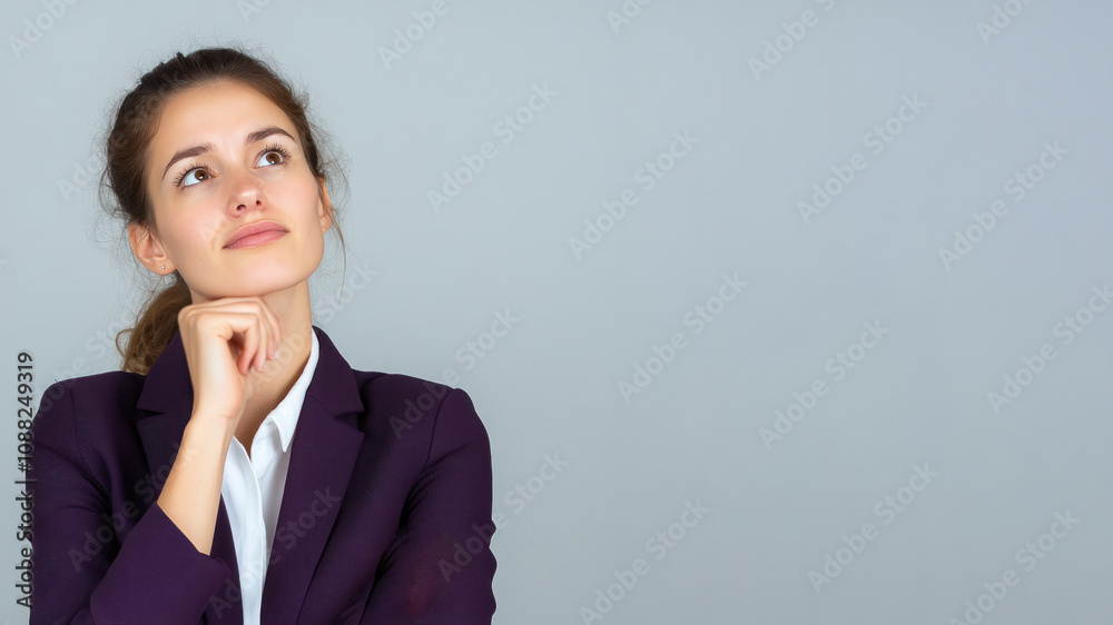 Germany business woman thinking and wondering calculate about ideas Germany business woman thinking and wondering calculate about ideas