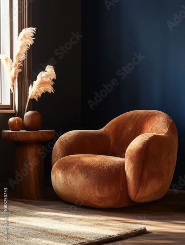 Modern Orange Velvet Chair ...