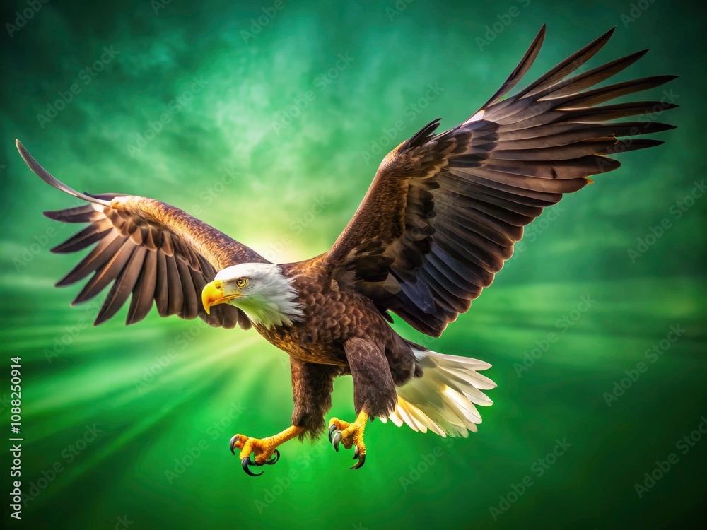 Obraz premium Realistic Cinematic Product Photography of a Flying Eagle on Green Screen - High-Quality Nature Imagery for Stock Photo Needs