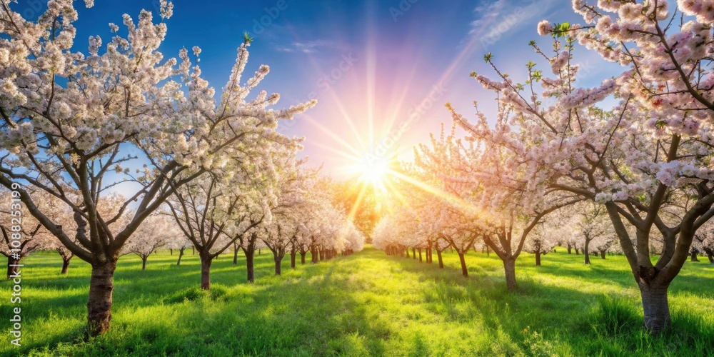 Spring blossom background with blooming tree, sun flare, and beautiful orchard , spring, blossom, background Spring blossom background with blooming tree, sun flare, and beautiful orchard , spring, blossom, background