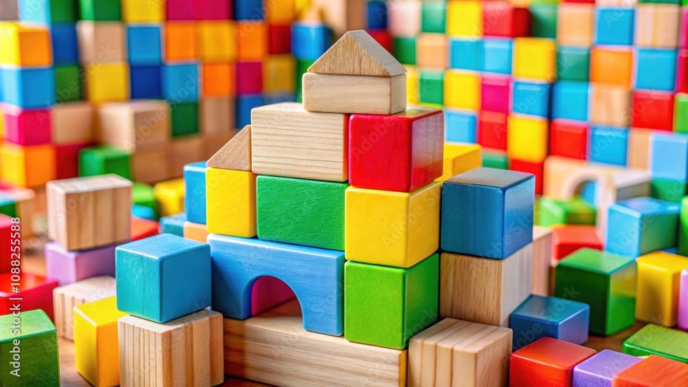 Colorful wooden building blocks creating a fun puzzle element, colorful, wooden, building blocks, puzzle, fun, educational, toy Colorful wooden building blocks creating a fun puzzle element, colorful, wooden, building blocks, puzzle, fun, educational, toy