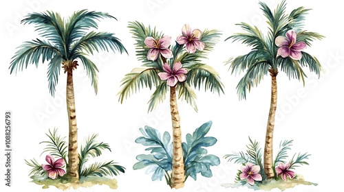Palm Tree Silhouette with Pink and Blue Gradient