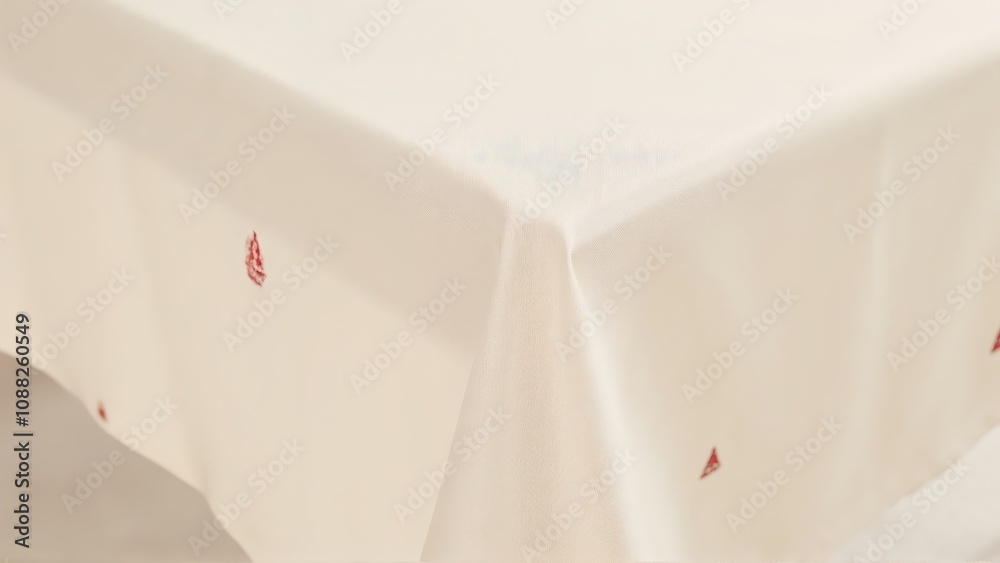 Generative AI, Minimalist Christmas tablecloth corner with subtle red and green holiday patterns in soft natural light Generative AI, Minimalist Christmas tablecloth corner with subtle red and green holiday patterns in soft natural light