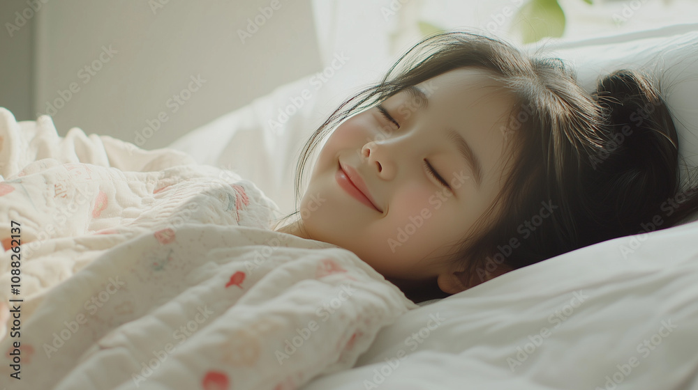 Obraz premium ベッドで休息する女の子