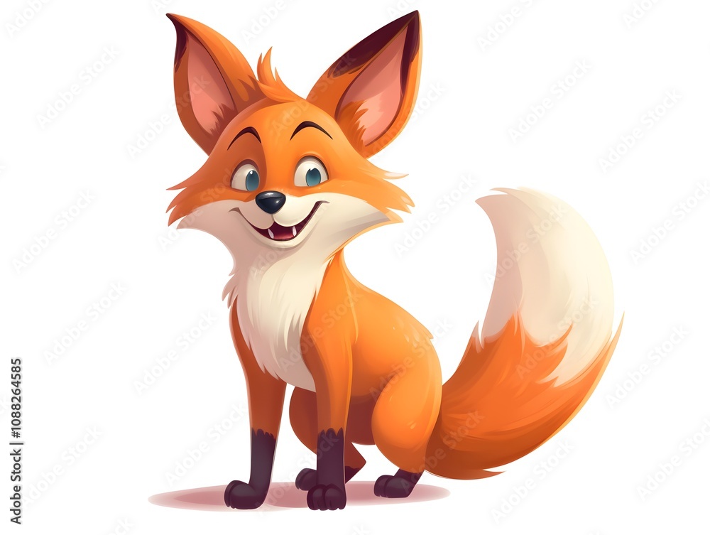 Obraz premium Adorable Cartoon Fox Happy Animal Illustration Cute Fox Character Design
