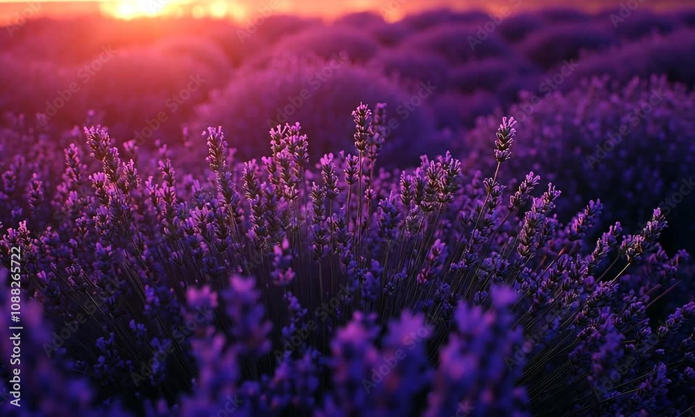 Purple lavender flowers blooming in a field at sunset. Purple lavender flowers blooming in a field at sunset.