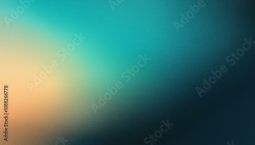 Abstract background, Dark turquoise and Dark vanilla gradient background with light leak and grainy texture.